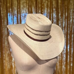 Justin Boots Cream and Brown Straw Hat